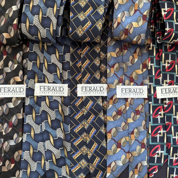 FIVE!!! Vintage Louis Feraud Ties- 100% Silk - Picture 1 of 10